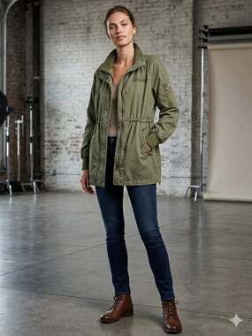 GAP Women's Utility Bomber Field Jacket Olive Green Size Small Tall